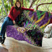 Fleur De Lis Mardi Gras Mask Quilt 504 NOLA Carnival Feathers Glitter Effect