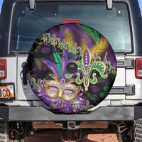 Fleur De Lis Mardi Gras Mask Spare Tire Cover 504 NOLA Carnival Feathers Glitter Effect