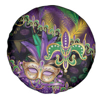 Fleur De Lis Mardi Gras Mask Spare Tire Cover 504 NOLA Carnival Feathers Glitter Effect