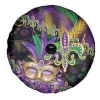 Fleur De Lis Mardi Gras Mask Spare Tire Cover 504 NOLA Carnival Feathers Glitter Effect