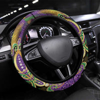Fleur De Lis Mardi Gras Mask Steering Wheel Cover 504 NOLA Carnival Feathers Glitter Effect
