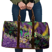 Fleur De Lis Mardi Gras Mask Travel Bag 504 NOLA Carnival Feathers Glitter Effect