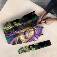 Fleur De Lis Mardi Gras Mask Umbrella 504 NOLA Carnival Feathers Glitter Effect