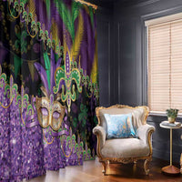 Fleur De Lis Mardi Gras Mask Window Curtain 504 NOLA Carnival Feathers Glitter Effect