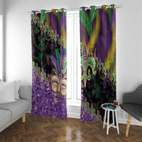 Fleur De Lis Mardi Gras Mask Window Curtain 504 NOLA Carnival Feathers Glitter Effect