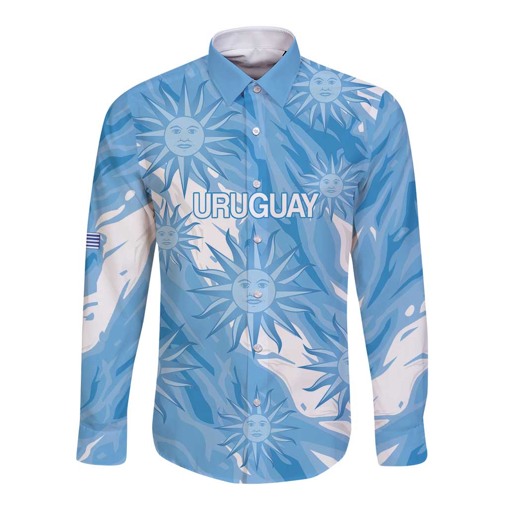 Uruguay 2026 Football Custom Long Sleeve Button Shirt Vamos La Celeste Sol de Mayo Style