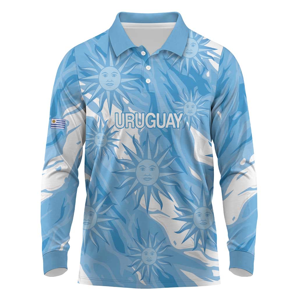 Uruguay 2026 Football Custom Long Sleeve Polo Shirt Vamos La Celeste Sol de Mayo Style