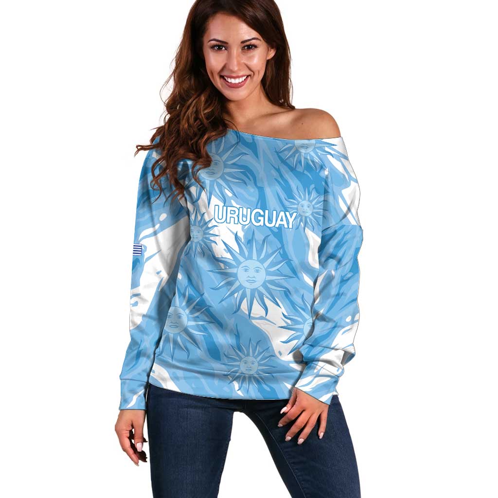 Uruguay 2026 Football Custom Off Shoulder Sweater Vamos La Celeste Sol de Mayo Style