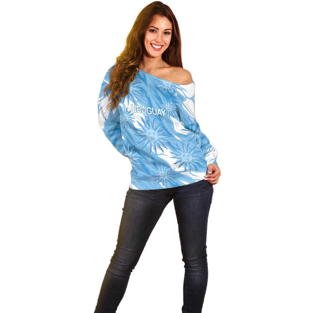 Uruguay 2026 Football Custom Off Shoulder Sweater Vamos La Celeste Sol de Mayo Style