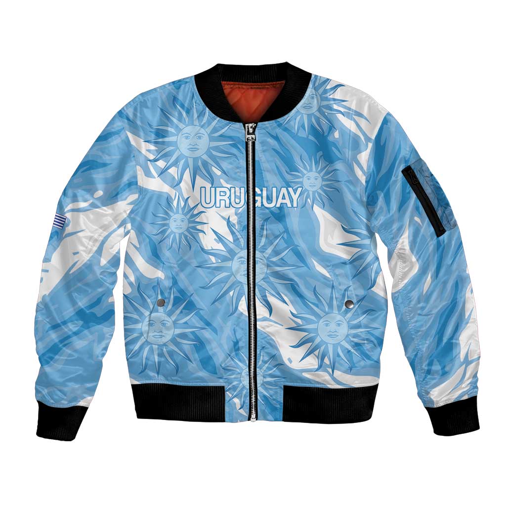 Uruguay 2026 Football Custom Sleeve Zip Bomber Jacket Vamos La Celeste Sol de Mayo Style