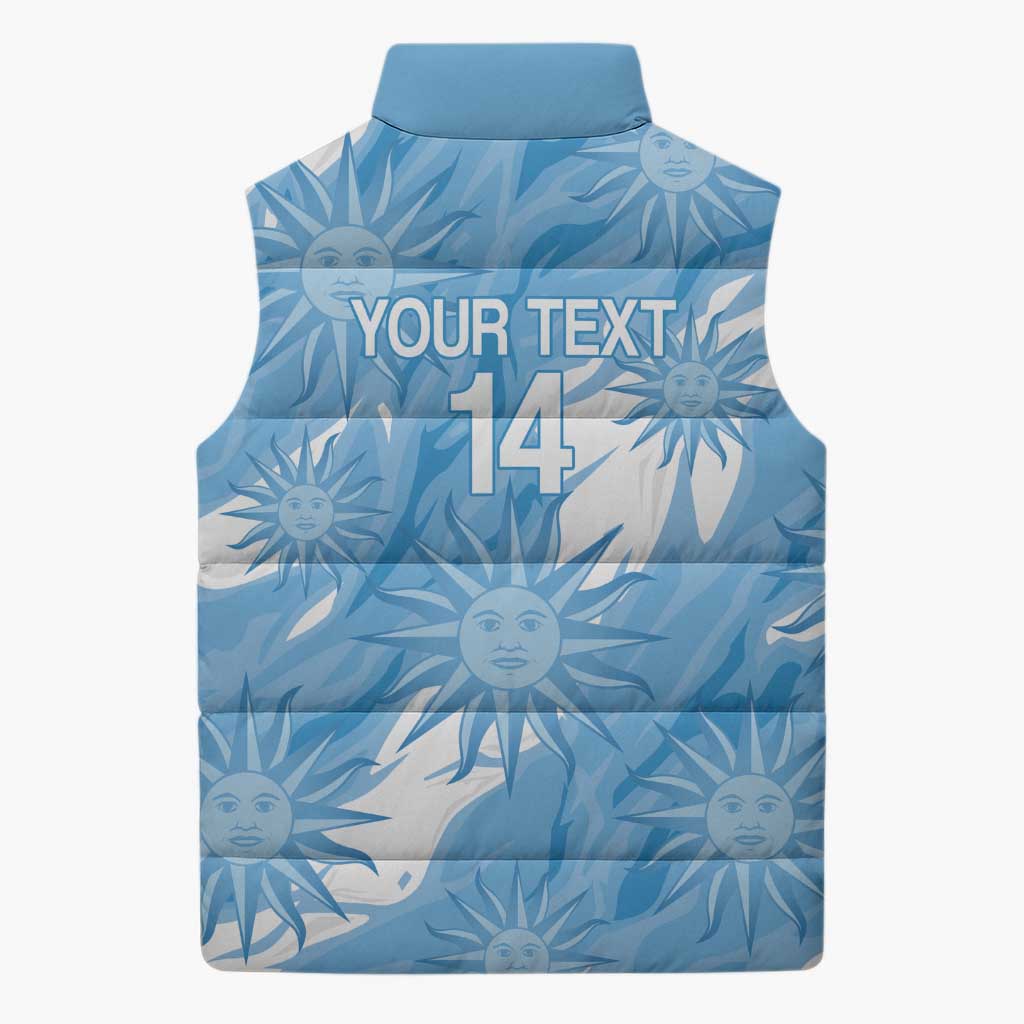 Uruguay 2026 Football Custom Sleeveless Puffer Jacket Vamos La Celeste Sol de Mayo Style