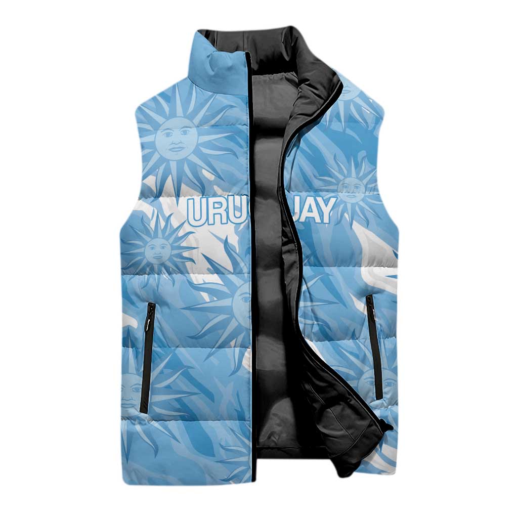 Uruguay 2026 Football Custom Sleeveless Puffer Jacket Vamos La Celeste Sol de Mayo Style