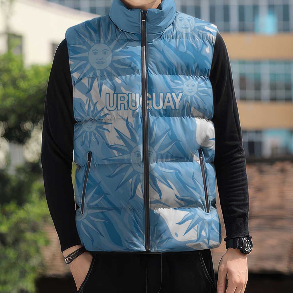 Uruguay 2026 Football Custom Sleeveless Puffer Jacket Vamos La Celeste Sol de Mayo Style