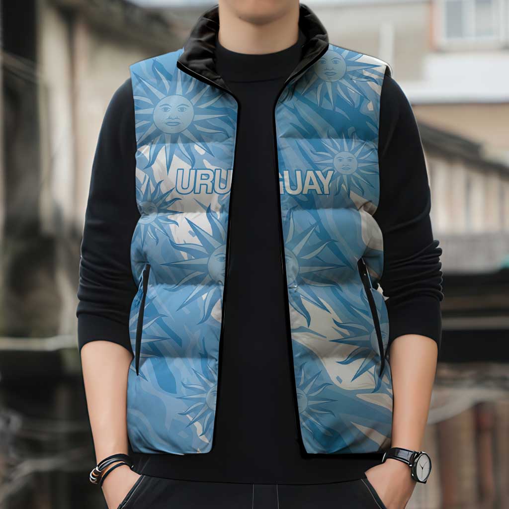 Uruguay 2026 Football Custom Sleeveless Puffer Jacket Vamos La Celeste Sol de Mayo Style