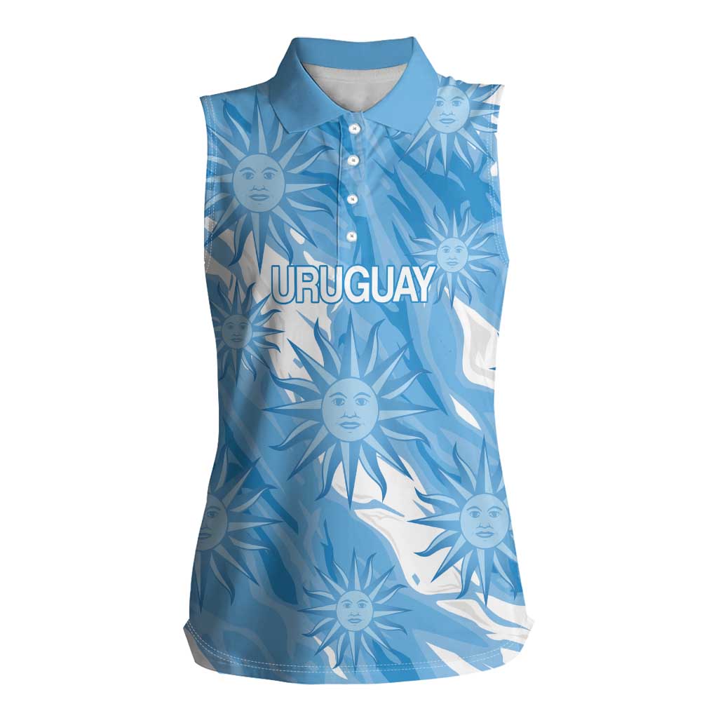 Uruguay 2026 Football Custom Women Sleeveless Polo Shirt Vamos La Celeste Sol de Mayo Style