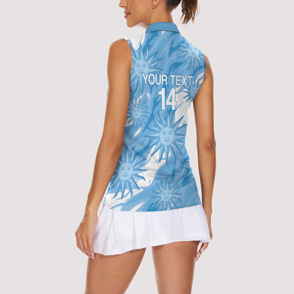 Uruguay 2026 Football Custom Women Sleeveless Polo Shirt Vamos La Celeste Sol de Mayo Style