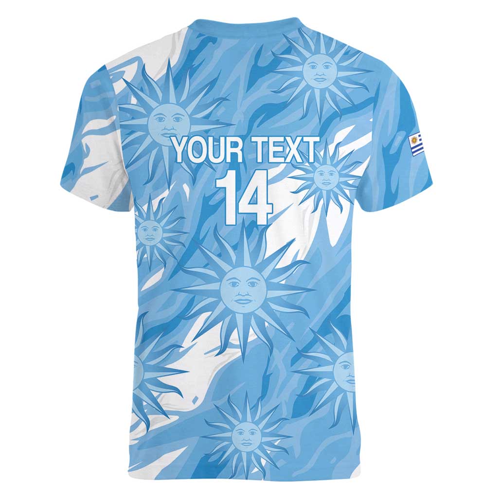 Uruguay 2026 Football Custom Women V-Neck T-Shirt Vamos La Celeste Sol de Mayo Style