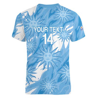 Uruguay 2026 Football Custom Women V-Neck T-Shirt Vamos La Celeste Sol de Mayo Style
