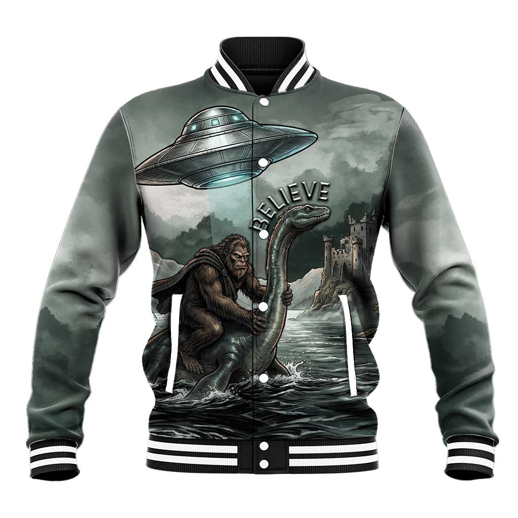 Bigfoot Loch Ness Monster UFO Believe Personalized Baseball Jacket World Cryptids Gothic Style