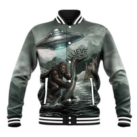 Bigfoot Loch Ness Monster UFO Believe Personalized Baseball Jacket World Cryptids Gothic Style