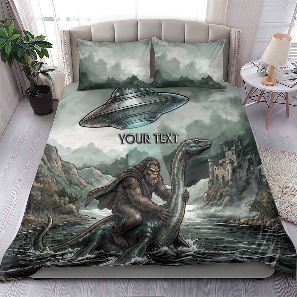 Bigfoot Loch Ness Monster UFO Believe Personalized Bedding Set World Cryptids Gothic Style
