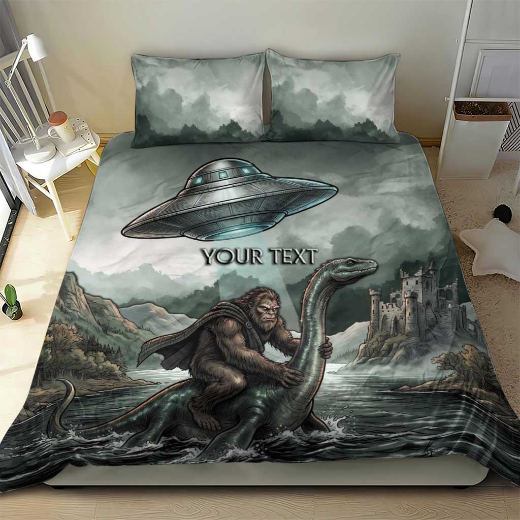 Bigfoot Loch Ness Monster UFO Believe Personalized Bedding Set World Cryptids Gothic Style