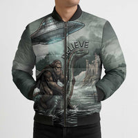 Bigfoot Loch Ness Monster UFO Believe Personalized Bomber Puffer Jacket World Cryptids Gothic Style