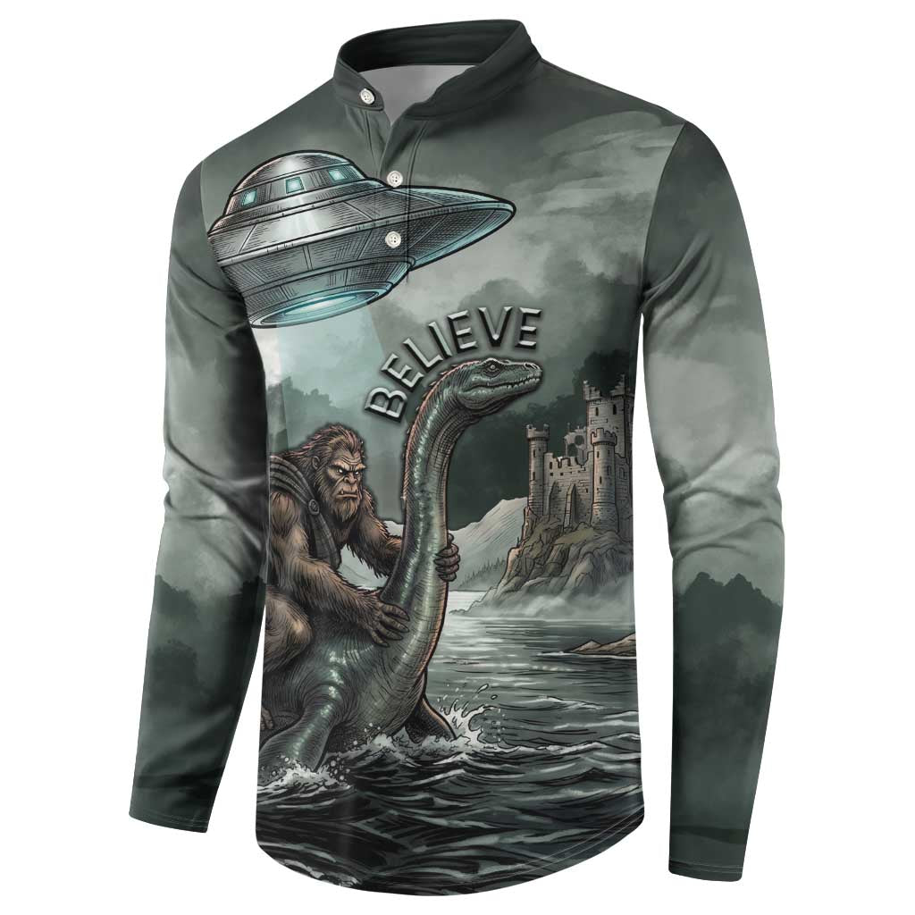 Bigfoot Loch Ness Monster UFO Believe Personalized Button Sweatshirt World Cryptids Gothic Style
