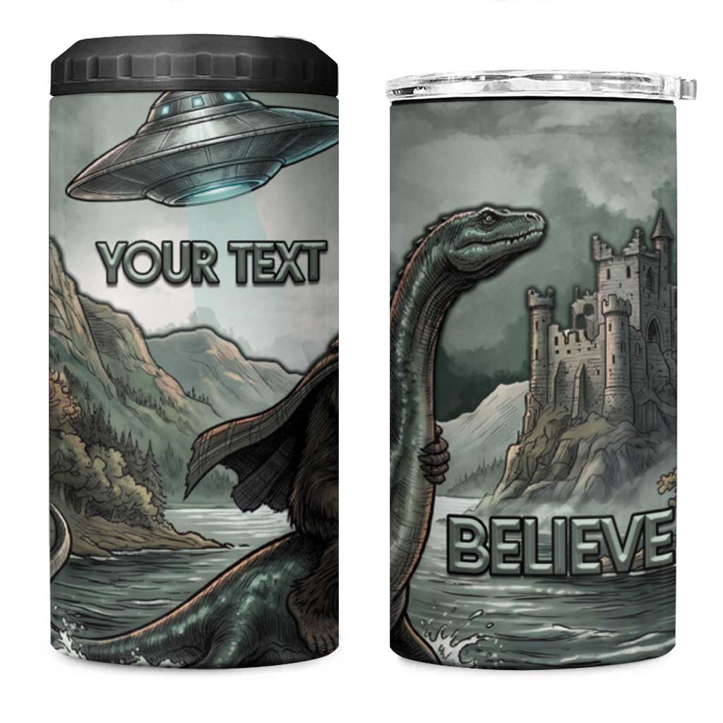Bigfoot Loch Ness Monster UFO Believe Personalized 4 in 1 Can Cooler Tumbler World Cryptids Gothic Style