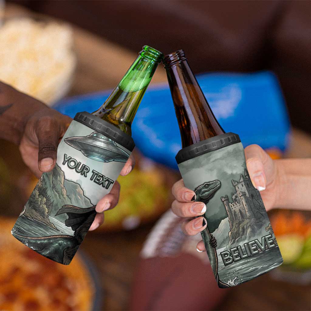 Bigfoot Loch Ness Monster UFO Believe Personalized 4 in 1 Can Cooler Tumbler World Cryptids Gothic Style