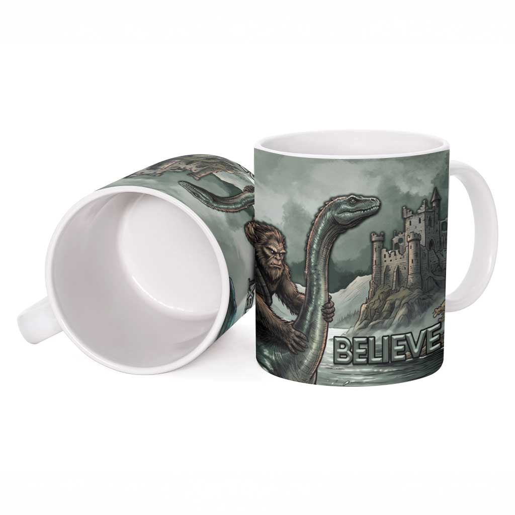 Bigfoot Loch Ness Monster UFO Believe Personalized Ceramic Mug World Cryptids Gothic Style