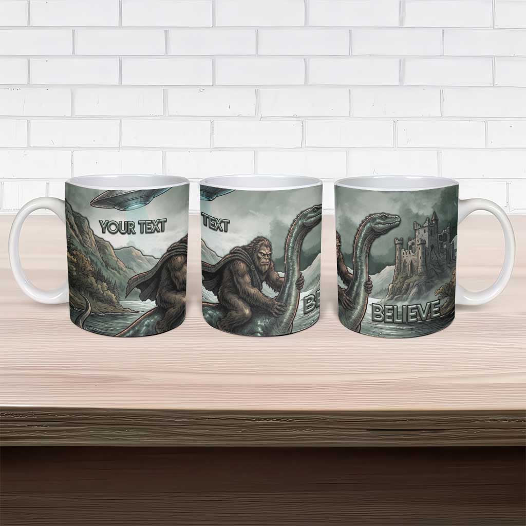 Bigfoot Loch Ness Monster UFO Believe Personalized Ceramic Mug World Cryptids Gothic Style