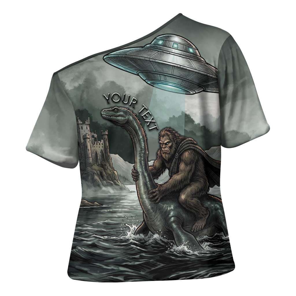 Bigfoot Loch Ness Monster UFO Believe Personalized Cross Shoulder Shirt World Cryptids Gothic Style