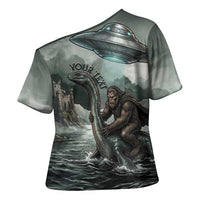 Bigfoot Loch Ness Monster UFO Believe Personalized Cross Shoulder Shirt World Cryptids Gothic Style
