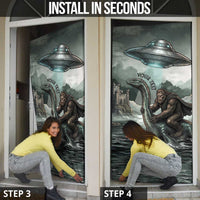 Bigfoot Loch Ness Monster UFO Believe Personalized Door Cover World Cryptids Gothic Style