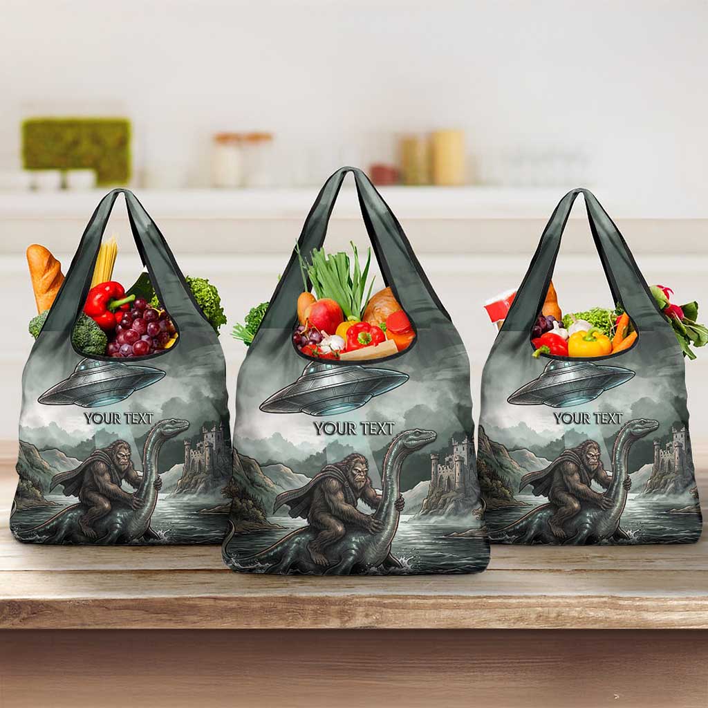 Bigfoot Loch Ness Monster UFO Believe Personalized Grocery Bag World Cryptids Gothic Style