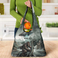 Bigfoot Loch Ness Monster UFO Believe Personalized Grocery Bag World Cryptids Gothic Style
