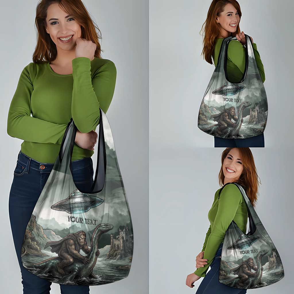 Bigfoot Loch Ness Monster UFO Believe Personalized Grocery Bag World Cryptids Gothic Style