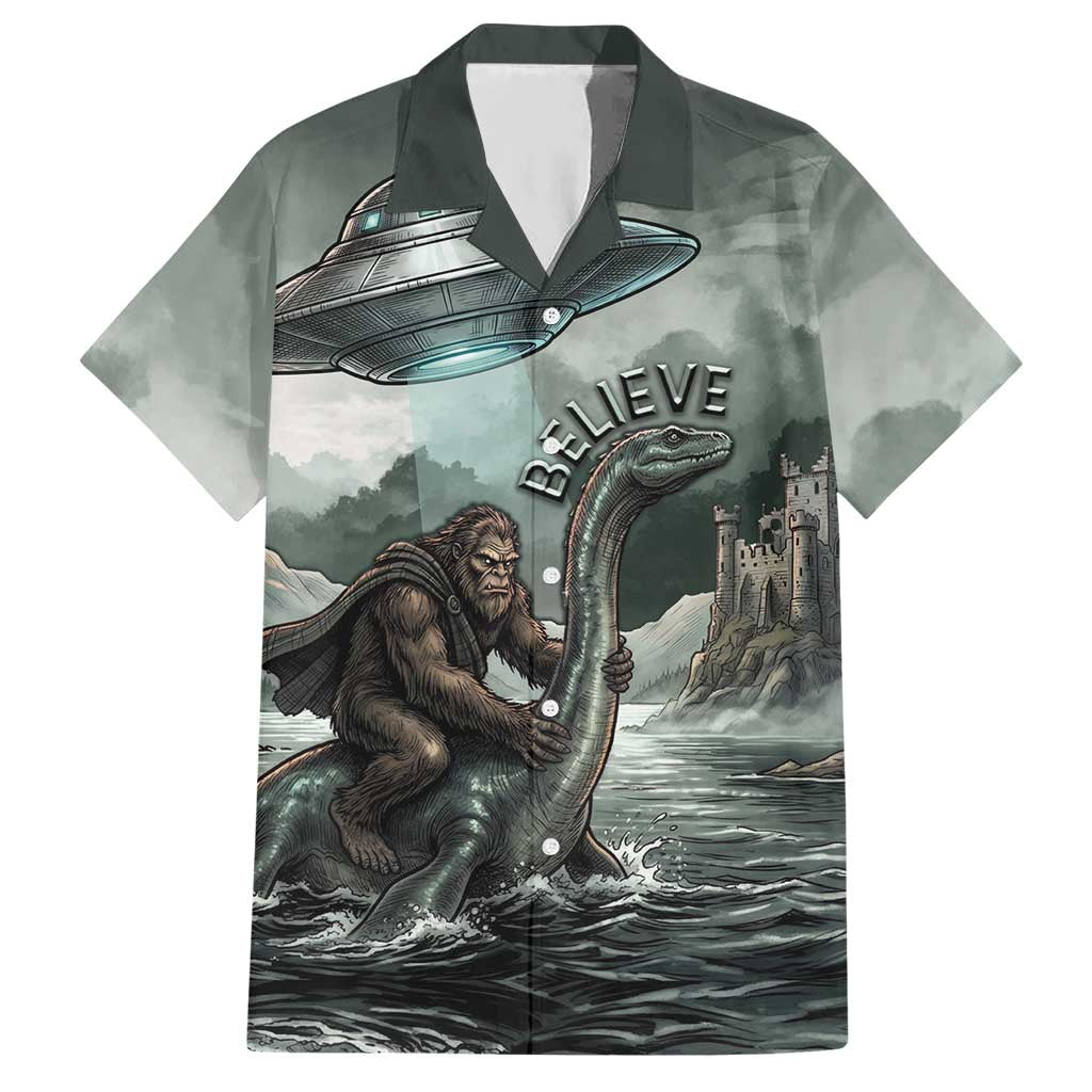 Bigfoot Loch Ness Monster UFO Believe Personalized Hawaiian Shirt World Cryptids Gothic Style