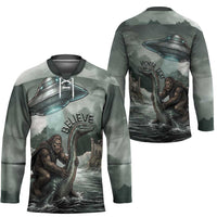 Bigfoot Loch Ness Monster UFO Believe Personalized Hockey Jersey World Cryptids Gothic Style