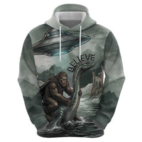 Bigfoot Loch Ness Monster UFO Believe Personalized Hoodie World Cryptids Gothic Style