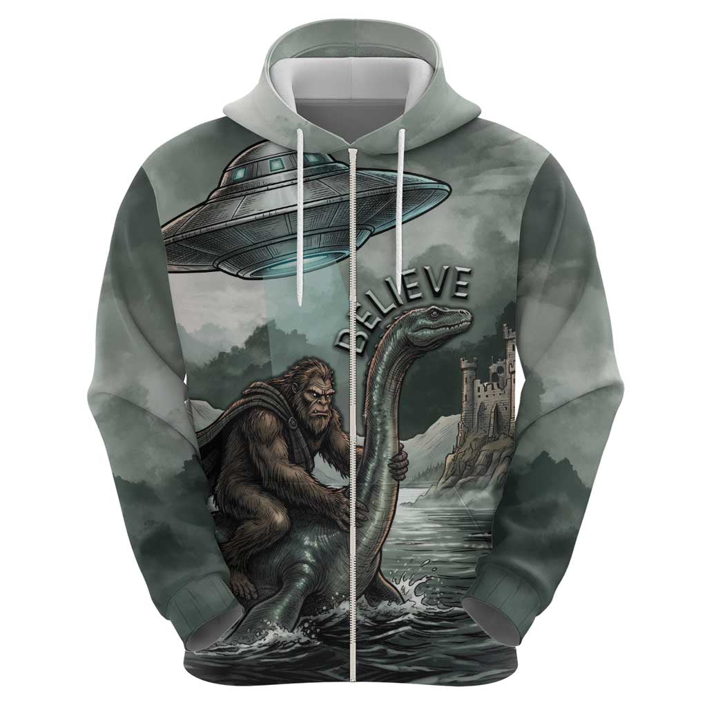 Bigfoot Loch Ness Monster UFO Believe Personalized Hoodie World Cryptids Gothic Style