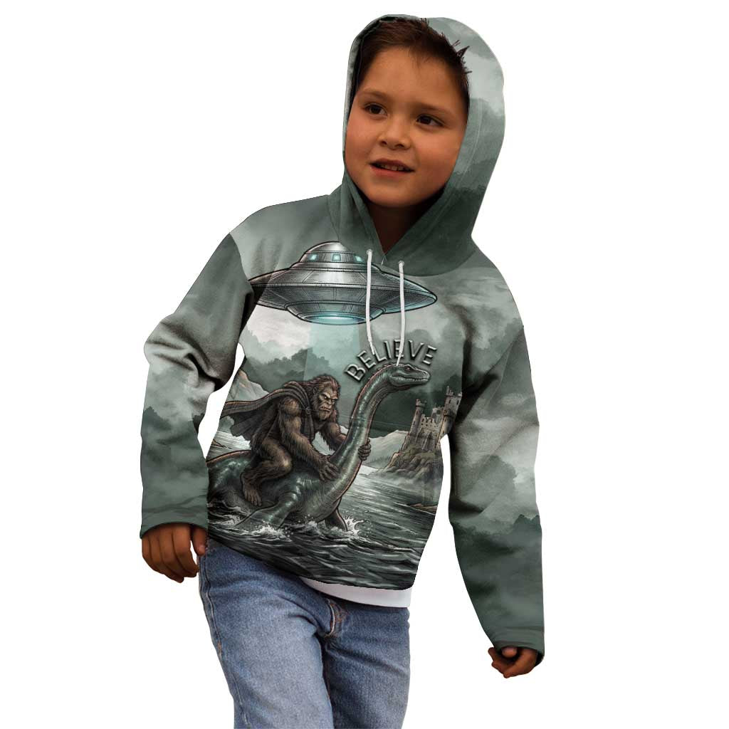 Bigfoot Loch Ness Monster UFO Believe Personalized Kid Hoodie World Cryptids Gothic Style