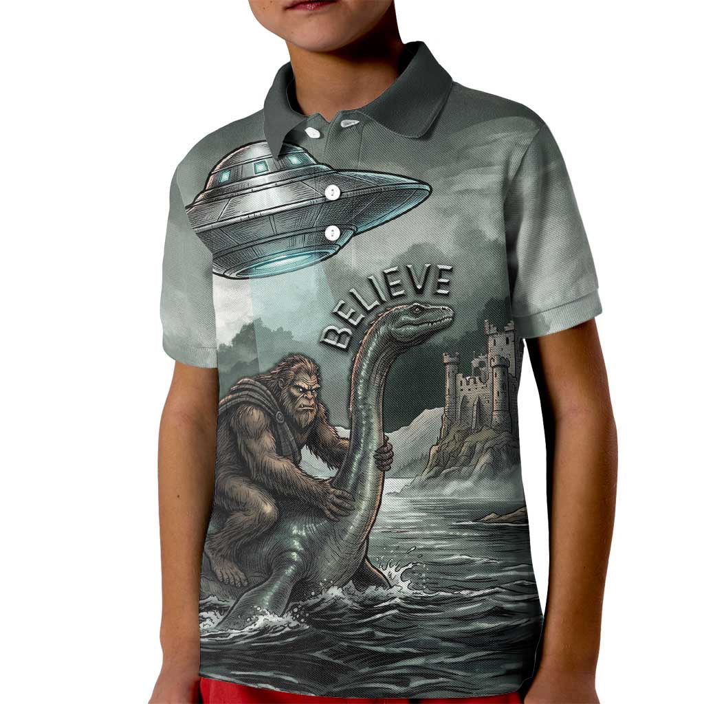 Bigfoot Loch Ness Monster UFO Believe Personalized Kid Polo Shirt World Cryptids Gothic Style