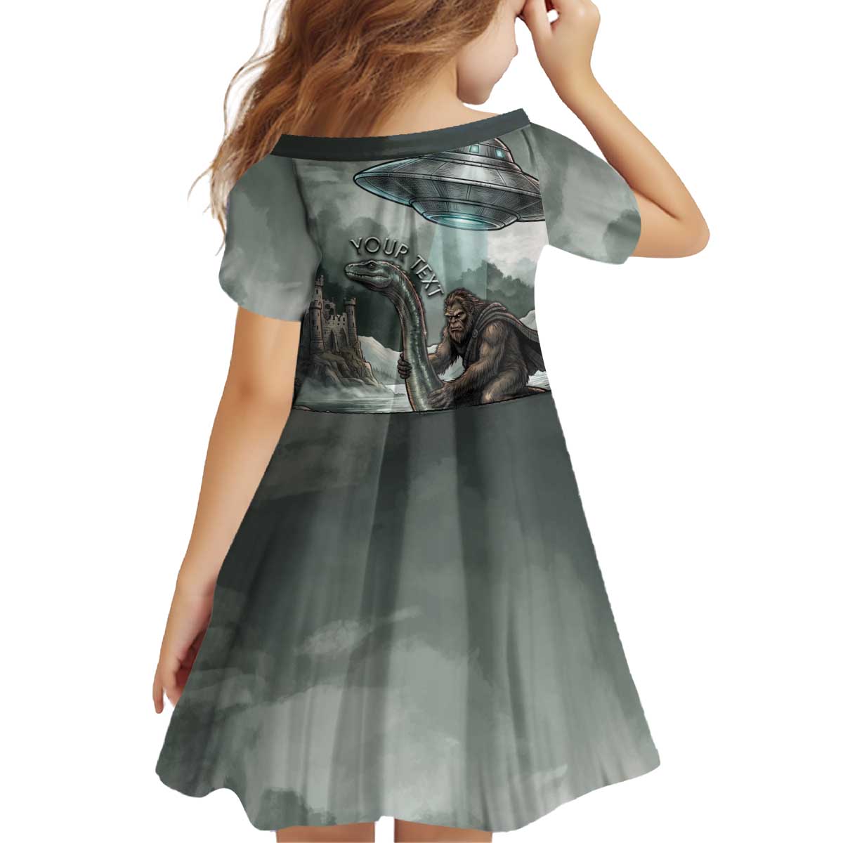 Bigfoot Loch Ness Monster UFO Believe Personalized Kid Short Sleeve Dress World Cryptids Gothic Style