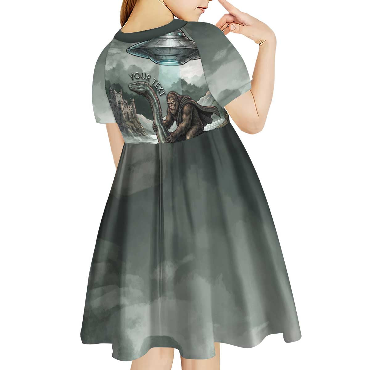 Bigfoot Loch Ness Monster UFO Believe Personalized Kid Short Sleeve Dress World Cryptids Gothic Style