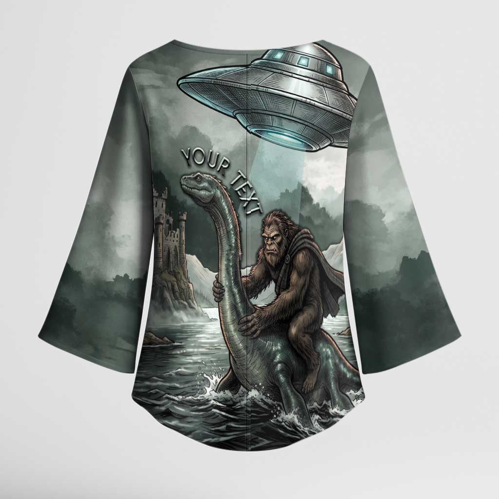 Bigfoot Loch Ness Monster UFO Believe Personalized Kimono Sleeve Blouse World Cryptids Gothic Style