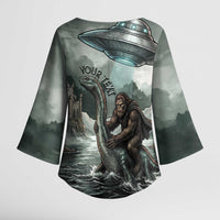 Bigfoot Loch Ness Monster UFO Believe Personalized Kimono Sleeve Blouse World Cryptids Gothic Style