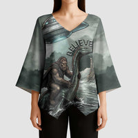 Bigfoot Loch Ness Monster UFO Believe Personalized Kimono Sleeve Blouse World Cryptids Gothic Style