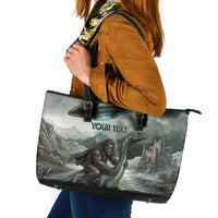 Bigfoot Loch Ness Monster UFO Believe Personalized Leather Tote Bag World Cryptids Gothic Style